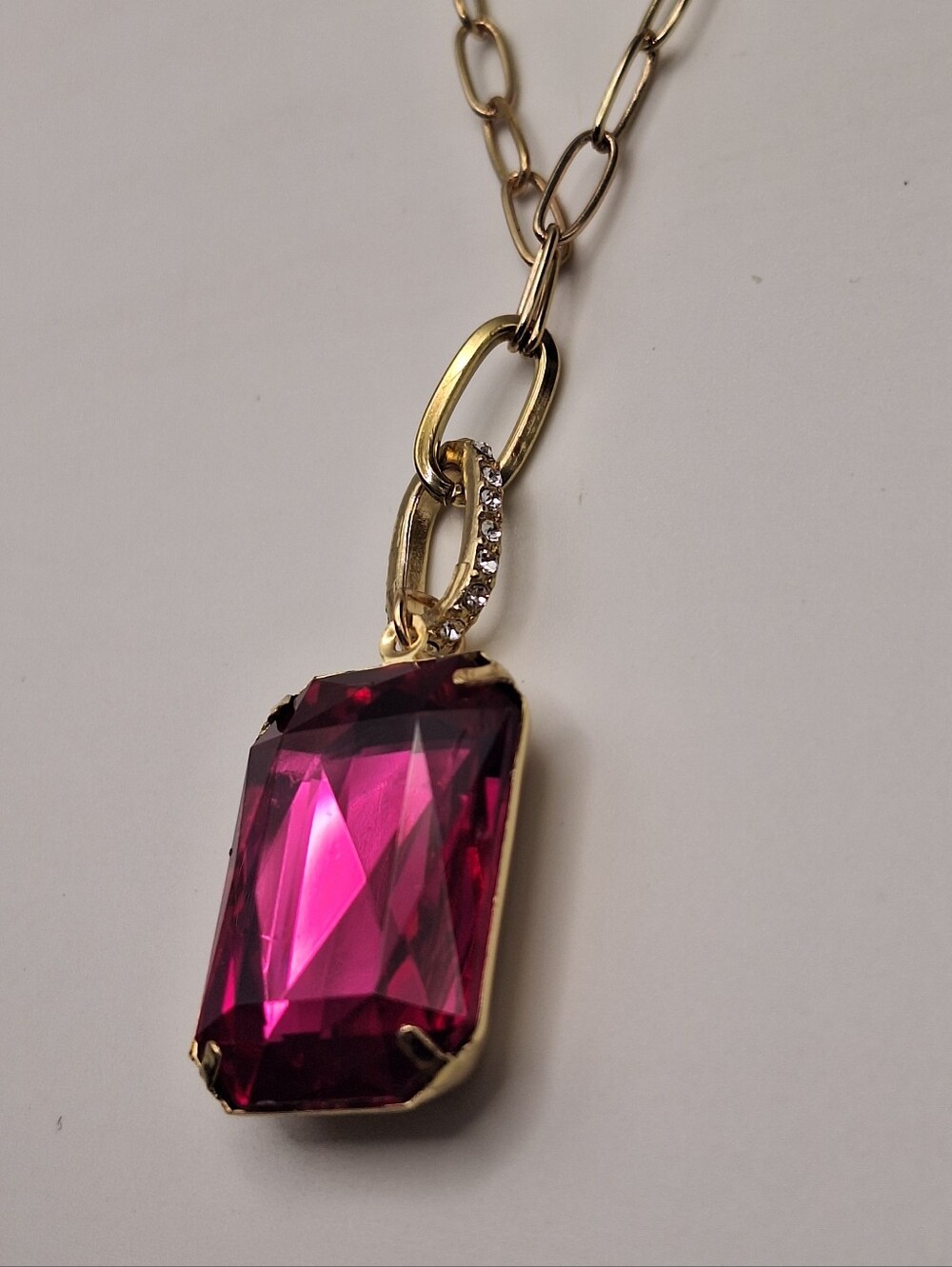 Daisy Fuentes Fuchsia Crystal Layered Gold Necklace & Stud Earrings Set - Picture 6 of 7